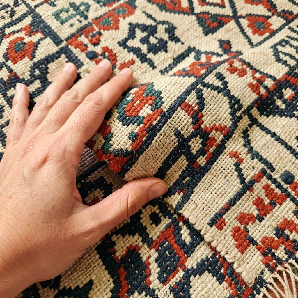 Handvävd textil med geometriska mönster